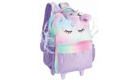 Mochila Com Rodinhas Escolar Meninas Up4you Unicornio Cor Violeta Desenho Do Tecido Lisa