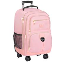 Mochila com rodinhas MATEIN Roller para laptop feminina de 18 polegadas rosa