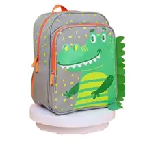 Mochila costa escolar creche maternal infantil animais pet zoo jacaré elefante porco espinho Fuseco