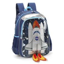 Mochila Costa Escolar Infantil Foguete Nasa Azul Luxcel