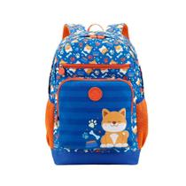 Mochila Costas 16" Cachorro Shiba Azul/Laranja Xeryus