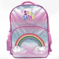 Mochila Costas Arco Íris Infantil Soul Shine Paetê Nova Rio