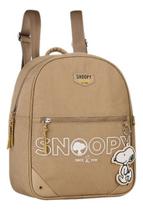 Mochila Costas Bolsa Snoopy Nylon Feminina C/ Chaveiro Taupe