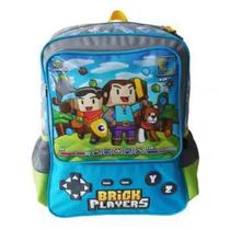 Mochila Costas Brick Players Infantil Escolar Menino Game Tam G