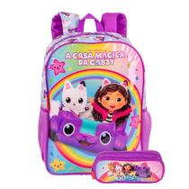 Mochila Costas Casa Mágica Gabb Estojo Duplo Escolar Passeio Mochila Costas Casa Mágica Gabb Estojo Duplo Escolar Passeio