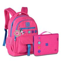Mochila Costas Com Estojo Fichário Grande Kit Escolar Feminino