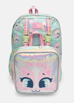 Mochila Costas com Lancheira Gata Sereia VERDE AGUA - puket Mochila Costas com Lancheira Gata Sereia VERDE AGUA - puket