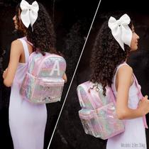 Mochila Costas Escolar Creche Infantil Juvenil Menina Brilhante Rosa Lili July