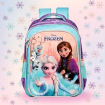 Mochila Costas Escolar Frozen Infantil com Compartimento Organizador Frontal