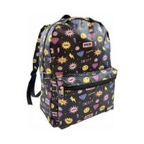 Mochila Costas Escolar Juvenil Colegial Faculdade Bolso Frontal Estampa Emojis Menina Menino Preta Mochila Costas Escolar Juvenil Colegial Faculdade Bolso Frontal Estampa Emojis Menina Menino Preta
