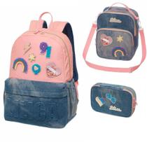 Mochila Costas Escolar Lilica Ripilica Kit Lancheira + Estojo Play Patch Feminino