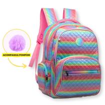 Mochila Costas Feminina Degrade Pompom Mochila Costas Feminina Degrade Pompom