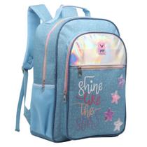 Mochila Costas Feminina Juvenil Shine Bright Holográfica Escolar Faculdade Bolsa Yepp