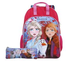 Mochila Costas Frozen Escolar Infantil e Estojo Soft Meninas