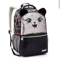 Mochila Costas G Paete Pelucia Gato Preto Lantejoulas Menina Seanite