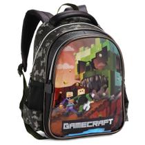 Mochila Costas Grande Escolar Infantil Menino Gamer Minecraft - Denlex