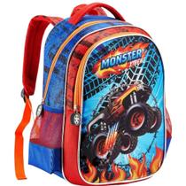 Mochila Costas Grande Infantil Menino Monster Carros Machine Blaze - Denlex