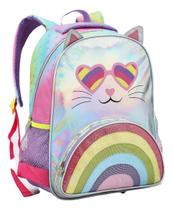Mochila Costas Infantil Escolar Feminina Gatinho Orelinha Menina Arco íris Rainbown Colorido Mochila Costas Infantil Escolar Feminina Gatinho Orelinha Menina Arco íris Rainbown Colorido