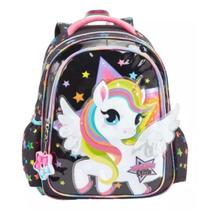 Mochila Costas Infantil Escolar Menina Unicórnio Star 3D Denlex