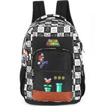 Mochila Costas Infantil Menino Super Mario Bros Preto Branco Luxcel Mochila Costas Infantil Menino Super Mario Bros Preto Branco Luxcel