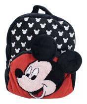 Mochila Costas Infantil Pelúcia Mickey Mouse Disney Preto