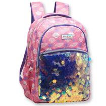 Mochila Costas Infantil Sereia Feminina Escolar Grande