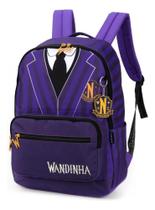 Mochila Costas Juvenil Escolar Feminina Colegial Wandinha Addams Luxcel Roxo