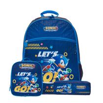 Mochila Costas Lancheira Térmica Estojo Duplo Sonic Let's Go Mochila Costas Lancheira Térmica Estojo Duplo Sonic Let's Go