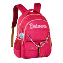 Mochila Costas Luluca Lulike Meninas Panda Juvenil Escolar Miçangas Pelúcia Grande