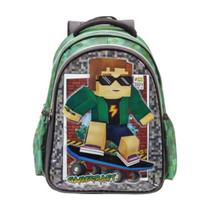 Mochila Costas Menino Infantil Minecraft Verde Skin Denlex Mochila Costas Menino Infantil Minecraft Verde Skin Denlex