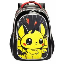 Mochila Costas Menino Infantil Pikachu Pokémon Black Denlex