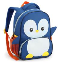 Mochila Costas Pinguim Infantil Pets Escolar Meninos Azul