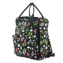 Mochila Costas Quadrada By Sof Floral Preta Sabra