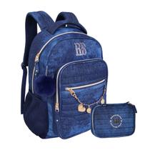 Mochila Costas Rebecca Bonbon Jeans Com Estojo Box Escolar