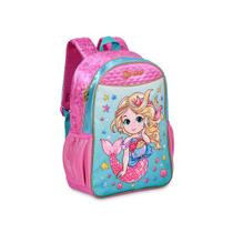 Mochila Costas Sereia Meninas Infantil Escolar Rosa