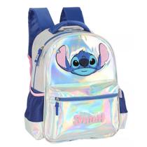 Mochila Costas Stitch Prata Holografica Original Lançamento