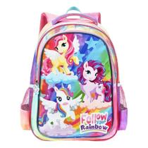Mochila Costas Unicórnio Escolar Infantil Menina Follow Rainbow Denlex Mochila Costas Unicórnio Escolar Infantil Menina Follow Rainbow Denlex