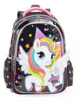 Mochila Costas Unicornio Power Rock Star Meninas Escolar Mochila Costas Unicornio Power Rock Star Meninas Escolar