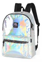 MOCHILA COSTAS UP4YOU HOLOGRÁFICA ESCOLAR MS47887UP-PR Prata