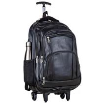 Mochila Couro de Rodinhas Impermeável Unissex Trabalho e Faculdade Preta Mochila Couro de Rodinhas Impermeável Unissex Trabalho e Faculdade Preta