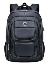 Mochila Couro Grande Notebook Com Entrada Para Fone Usb Impermeável Social Trabalho Estudante Faculdade Casual Viajante Bolsa de Viagem Mala de Mão