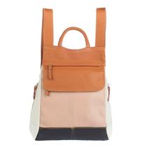 Mochila Couro Legítimo Malu Tons Terrosos Antifurto 5L