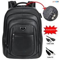 Mochila Couro Masculina Grande Cadeado Segurança Ecológico Legitimo Cabo de Aço Notebook Impermeável