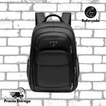 Mochila Couro Preta Reforçada Multifuncional Resistente Estilosa Mochila Couro Preta Reforçada Multifuncional Resistente Estilosa