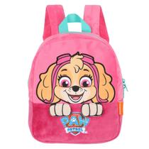 Mochila Creche Patrulha Canina Alças Paw Patrol Aveludada Luxcel IS40864PA - Rosa Sky