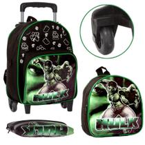 Mochila Criança Com Rodinha e Lancheira Incrível Hulk Menino