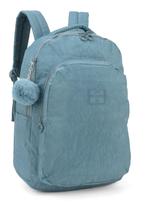 Mochila Crinkle Azul Com Pom Pom - Azul