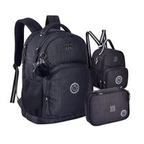 Mochila Crinkle com Lurex 19" Preto com Lancheira Térmica e Estojo Rebecca bonbon Original