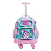 Mochila de 4 Rodinhas Feminina Unicórnio Just Dance Verde Água Mochila de 4 Rodinhas Feminina Unicórnio Just Dance Verde Água