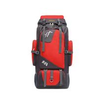 Mochila de acampamento impermeável 90L de poliéster vermelho para unissex